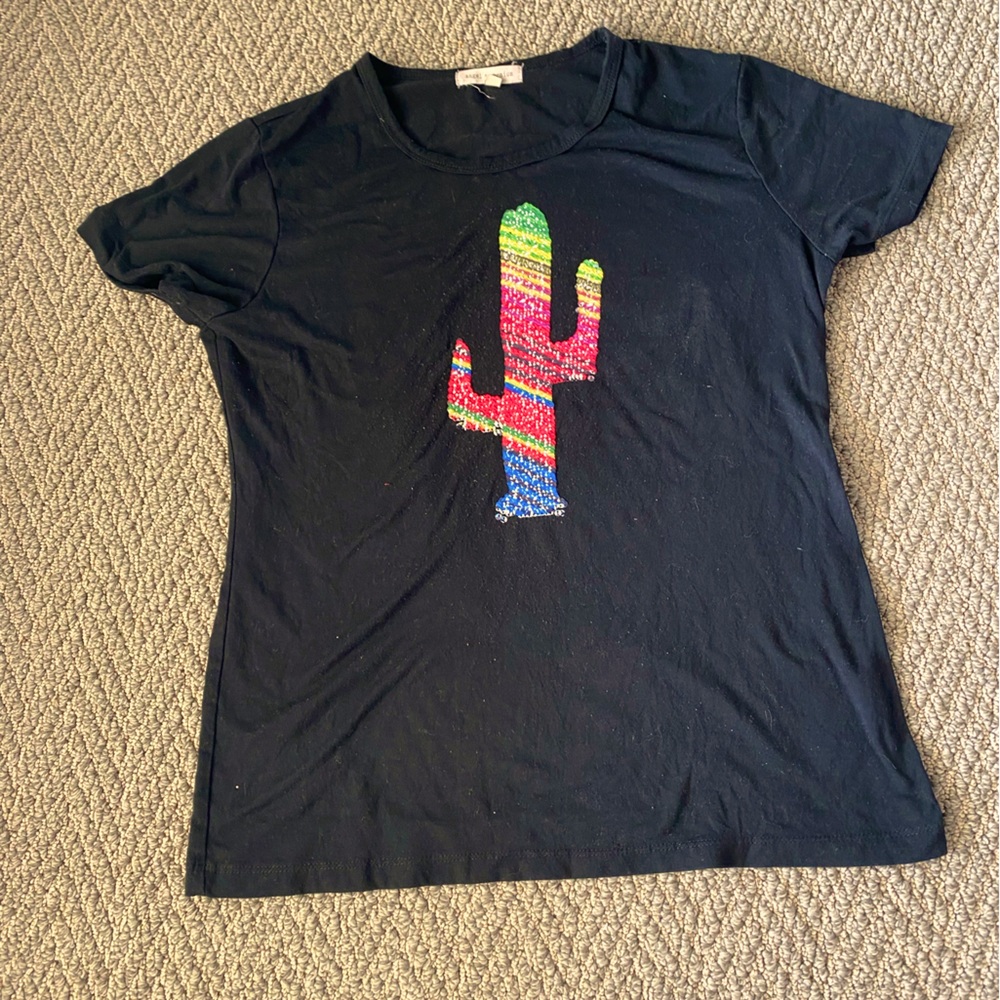 Black Color Changing Sequin Cactus Shirt Size Medium